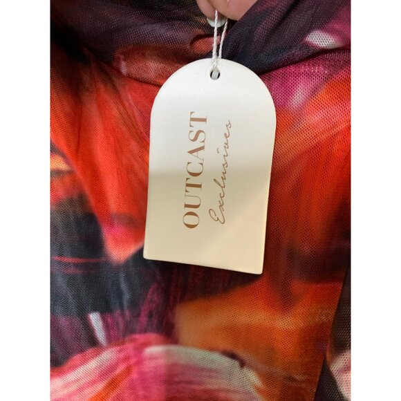 La Roma Maxi Dress Outcast Exclusives Abstract Strapless Ruffle Womens L NWT - Picture 4 of 9